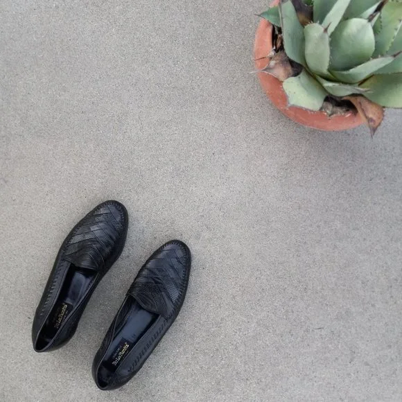 Vintage Leather & Lizard Chevron Loafer/Driving Shoe Size 9